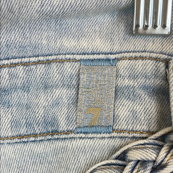 7 for All Mankind Blue Paper Bag Ankle Cropped Jeans with Fabric Tie Size 29 - Picture 6 of 10